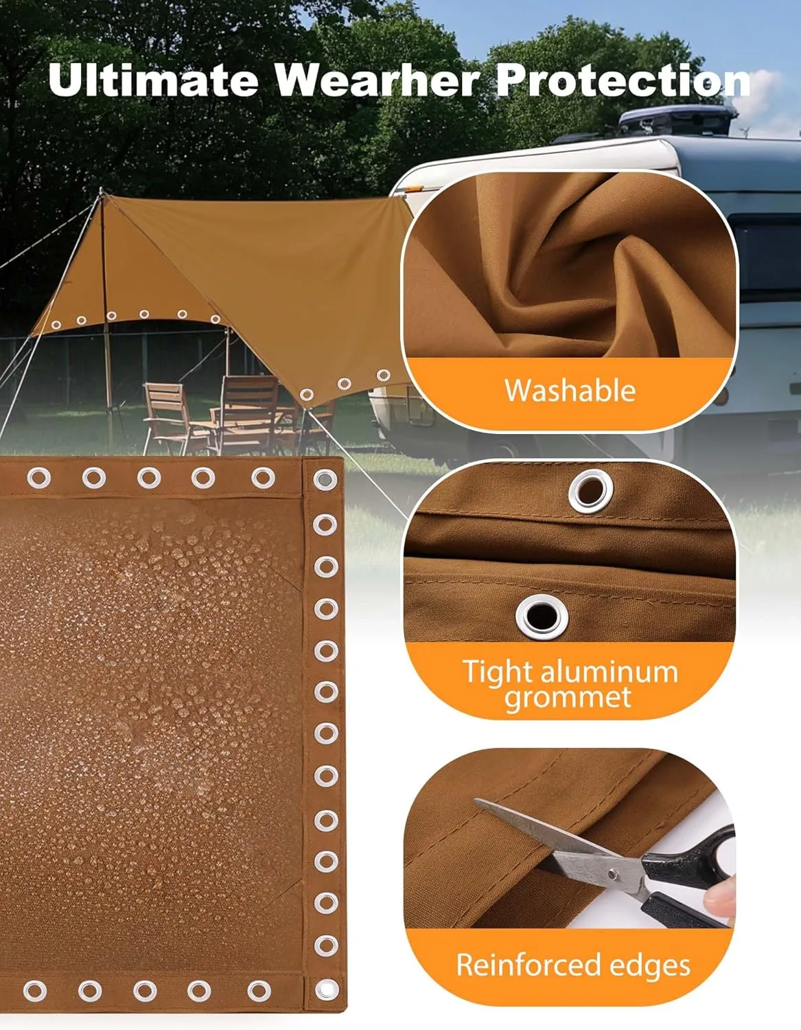 Canvas Tarp 12x20ft 22Mil Water-Resistant Tarps with Aluminum Grommets, 14OZ UV-Resistant Tarpaulin,Heavy-Duty Multi-Use Cloth Covers for Wood/Car/Roof/Boat/Camp/Canopy
