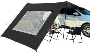 Car Awning Camping Tarp - Car Awning Camperr | Vehicles Tent | Sun Canopy for Outdoor | Foldable Uv-Resistant Automotoive Awniing with Screen for Overlanding Camping Fishing Picnics Beach Parking