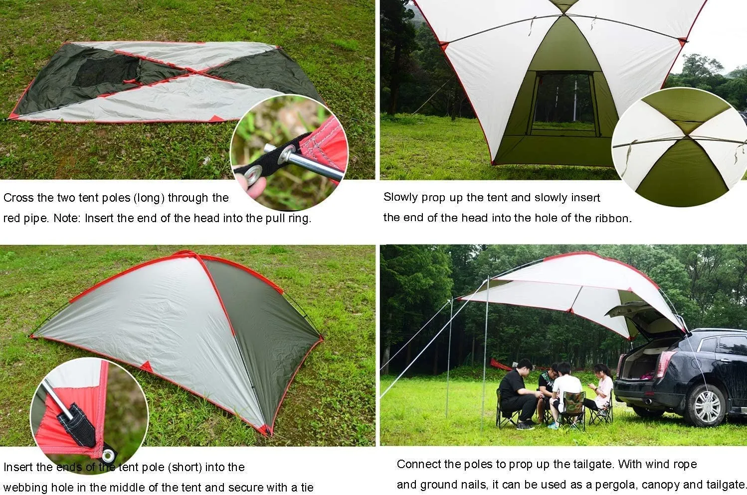 Car Tarp for Hiking Portable Multifunctional Awning Traveling Camping Tent Shelter Waterproof Sunshade