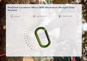 Carabiner Micro 900 Aluminum Straight Gate Keylock 4 kN