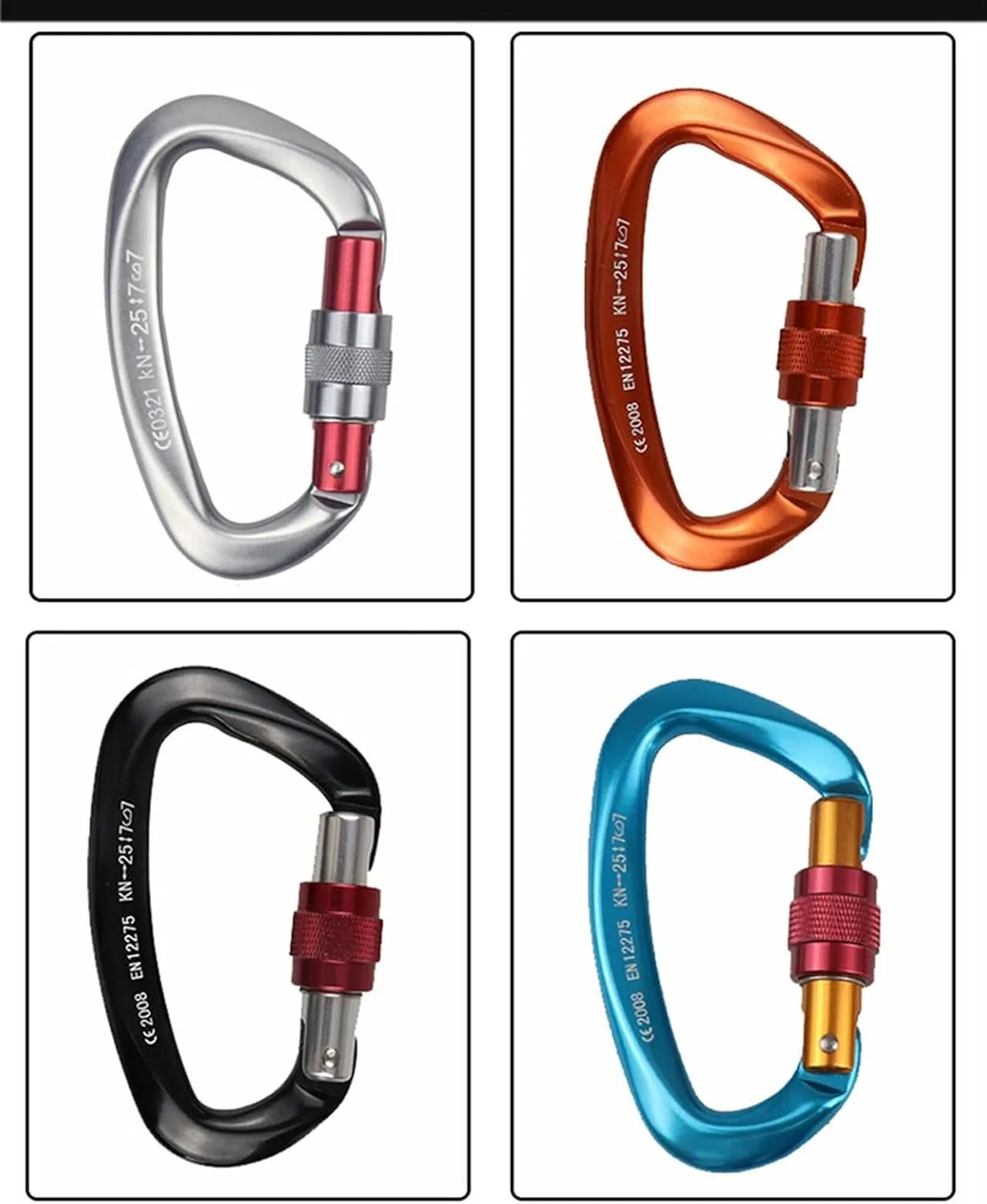 Carabiner Snap Hooks 25KN Mountaineering Caving Rock ClimbingD Shaped Master Screw Lock Buckle Escalade Equipement