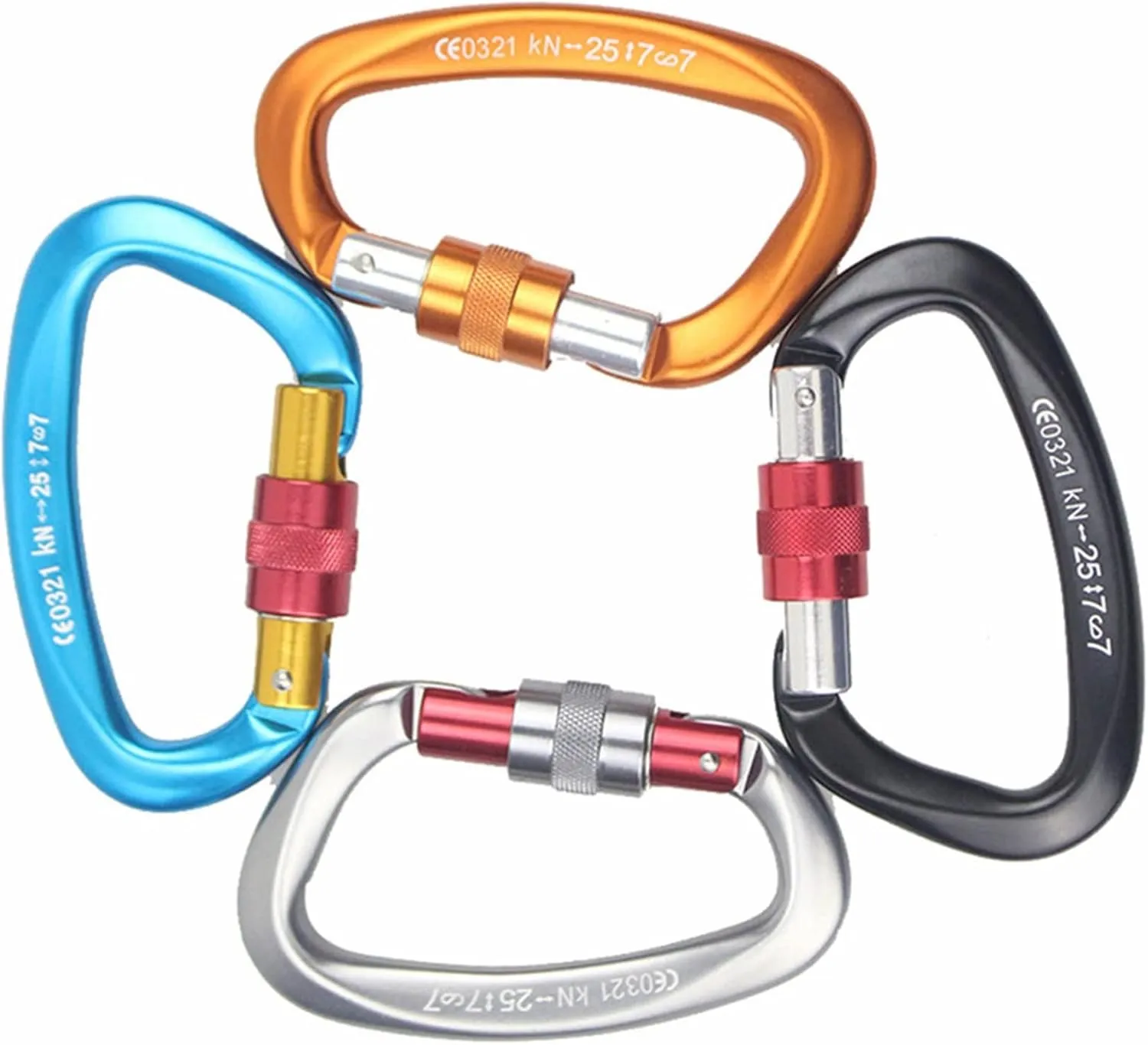 Carabiner Snap Hooks 25KN Mountaineering Caving Rock ClimbingD Shaped Master Screw Lock Buckle Escalade Equipement