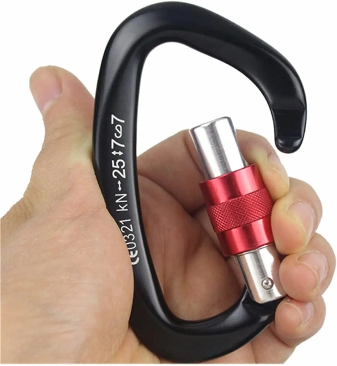 Carabiner Snap Hooks 25KN Mountaineering Caving Rock ClimbingD Shaped Master Screw Lock Buckle Escalade Equipement