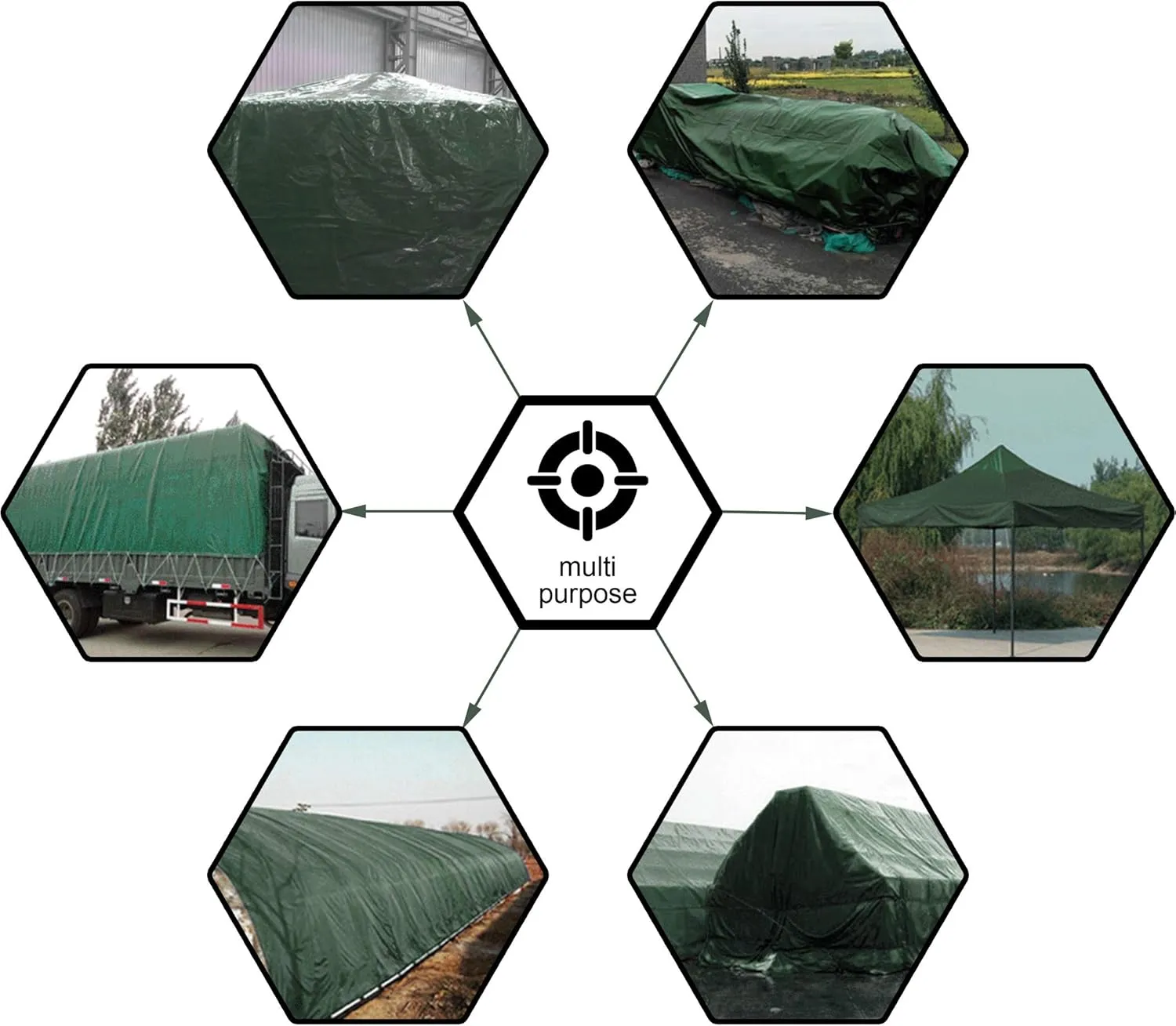 CARTMAN Finished Size 30x30 Feet Waterproof Green Tarp 8 Mil Thick, Multipurpose Protective Cover for Emergency Rain Shelter Camping Tarpaulin