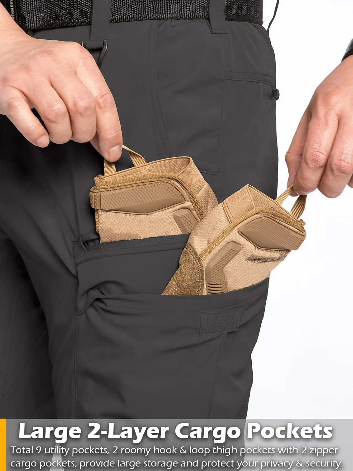 CARWORNIC Men's Quick Dry Tactical Hiking Pants Flex Water Resistant Lightweight Outdoor Fishing Cargo Work Pants 9 Pockets