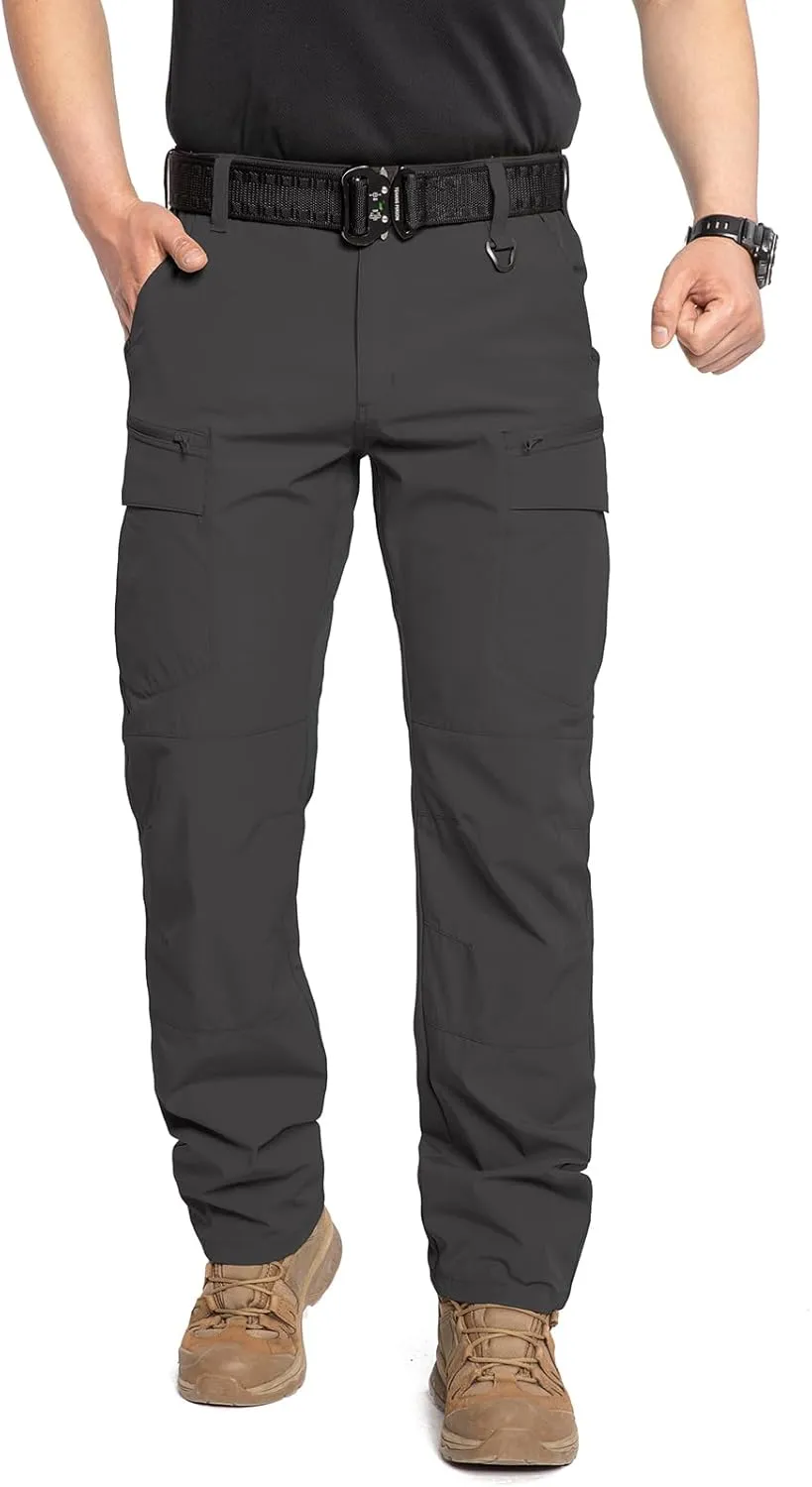 CARWORNIC Men's Quick Dry Tactical Hiking Pants Flex Water Resistant Lightweight Outdoor Fishing Cargo Work Pants 9 Pockets