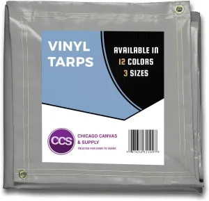 CCS Waterproof Vinyl Tarp – Heavy Duty Tarpaulin with Rustproof Grommets for Truck Cover, Construction, Farm Equipment & Outdoor Protection (Grey, 5x7 Ft)