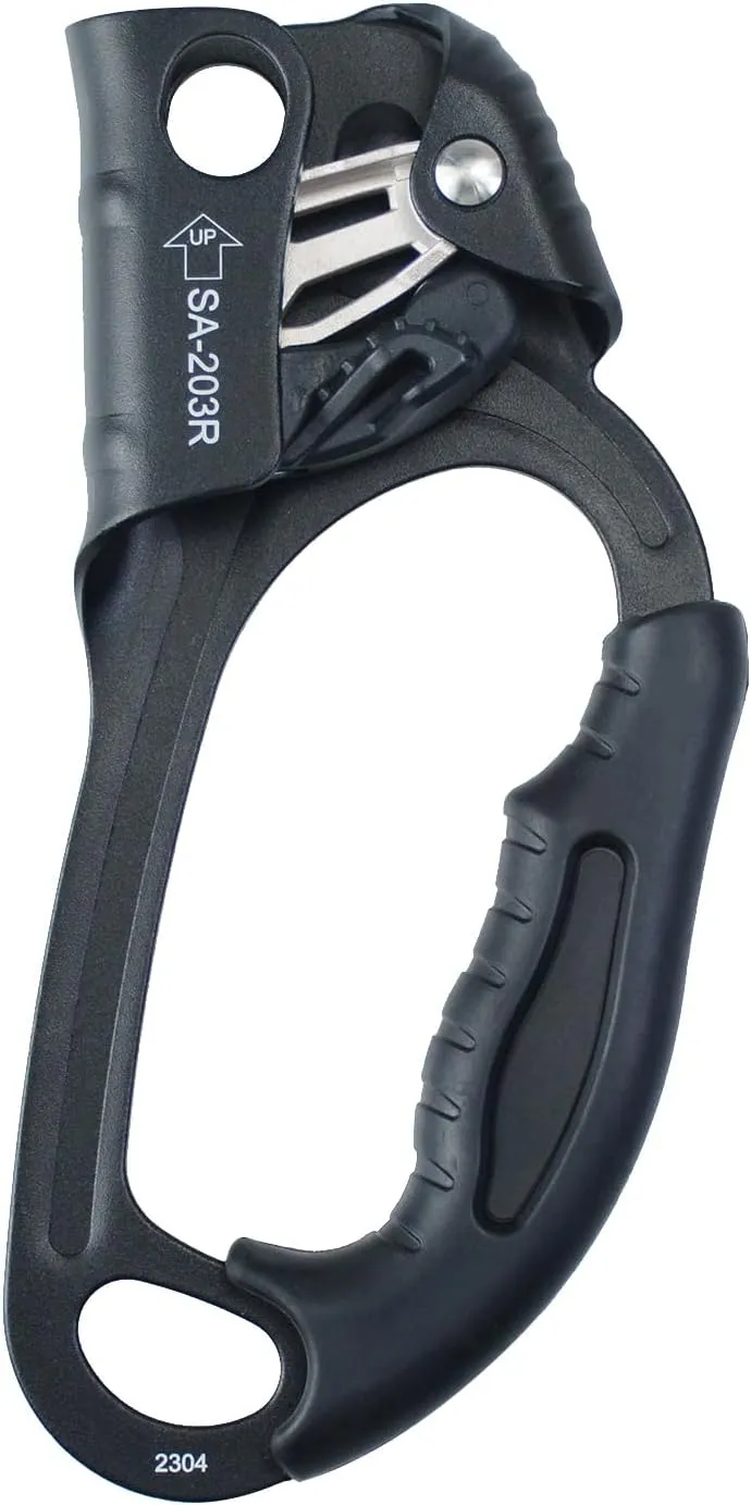 CE Hand Ascender,140kgs Rappelling Gear Equipment with Ergonomic Rubber Handle for Rock Climbing Tree Arborist, Climbing Rescue Caving, Mountaineering, 8~13MM Rope, 4kN,Right/Left Hand