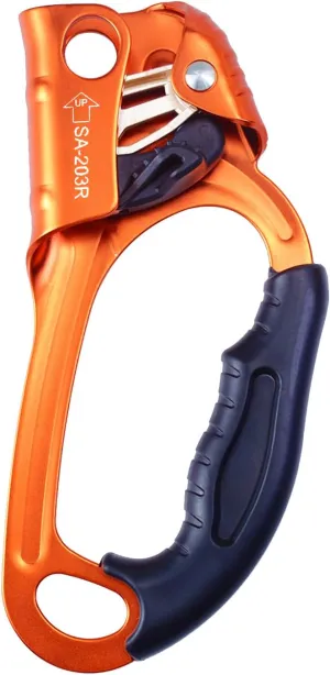 CE Hand Ascender,140kgs Rappelling Gear Equipment with Ergonomic Rubber Handle for Rock Climbing Tree Arborist, Climbing Rescue Caving, Mountaineering, 8~13MM Rope, 4kN,Right/Left Hand