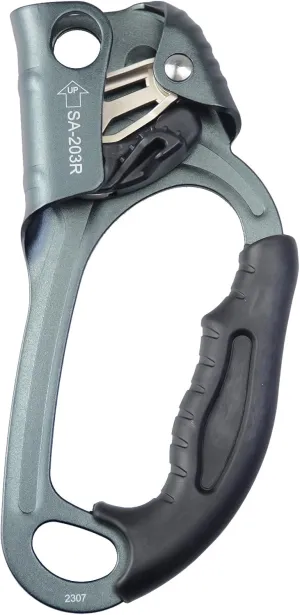 CE Hand Ascender,140kgs Rappelling Gear Equipment with Ergonomic Rubber Handle for Rock Climbing Tree Arborist, Climbing Rescue Caving, Mountaineering, 8~13MM Rope, 4kN,Right/Left Hand