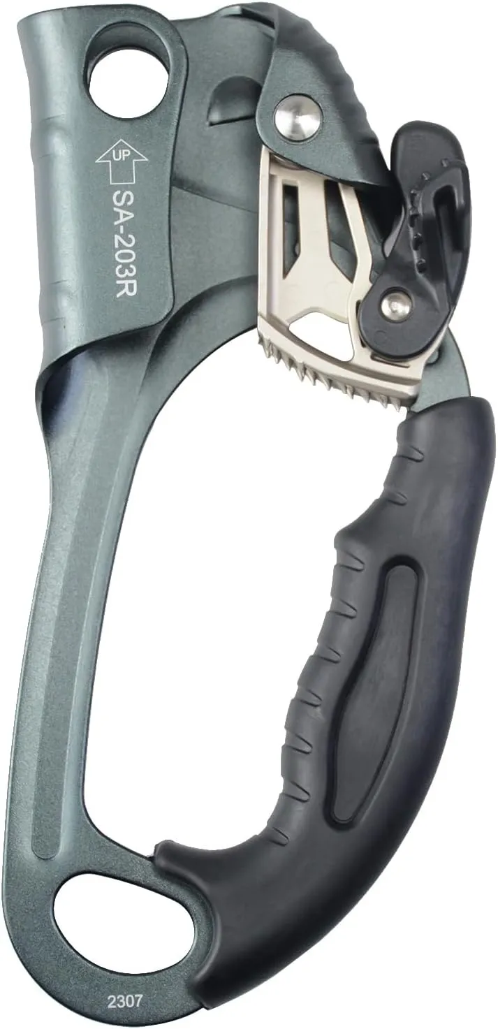 CE Hand Ascender,140kgs Rappelling Gear Equipment with Ergonomic Rubber Handle for Rock Climbing Tree Arborist, Climbing Rescue Caving, Mountaineering, 8~13MM Rope, 4kN,Right/Left Hand