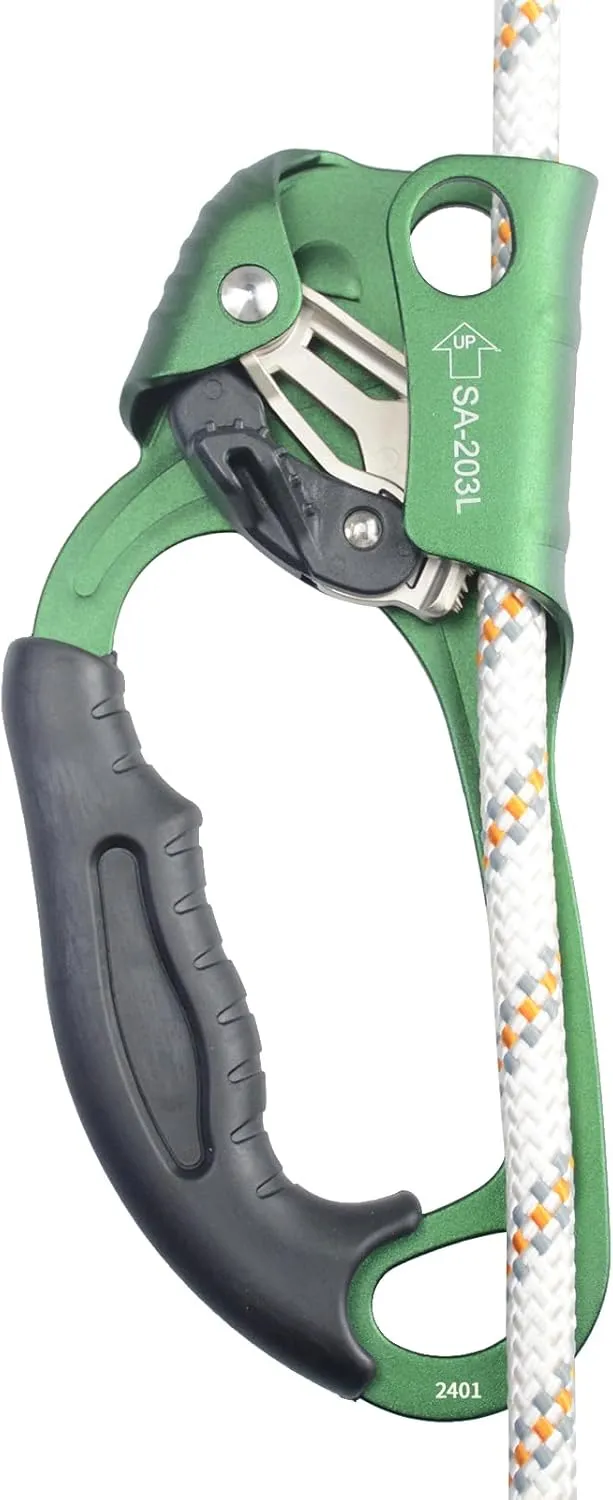 CE Hand Ascender,140kgs Rappelling Gear Equipment with Ergonomic Rubber Handle for Rock Climbing Tree Arborist, Climbing Rescue Caving, Mountaineering, 8~13MM Rope, 4kN,Right/Left Hand