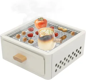 Charcoal BBQ Grill Tabletop, Square Stainless Steel Barbecue Grill with Foldable Stove Legs, Barbecue Stove for Outdoor Camping Picnic Patio Backyard Cooking