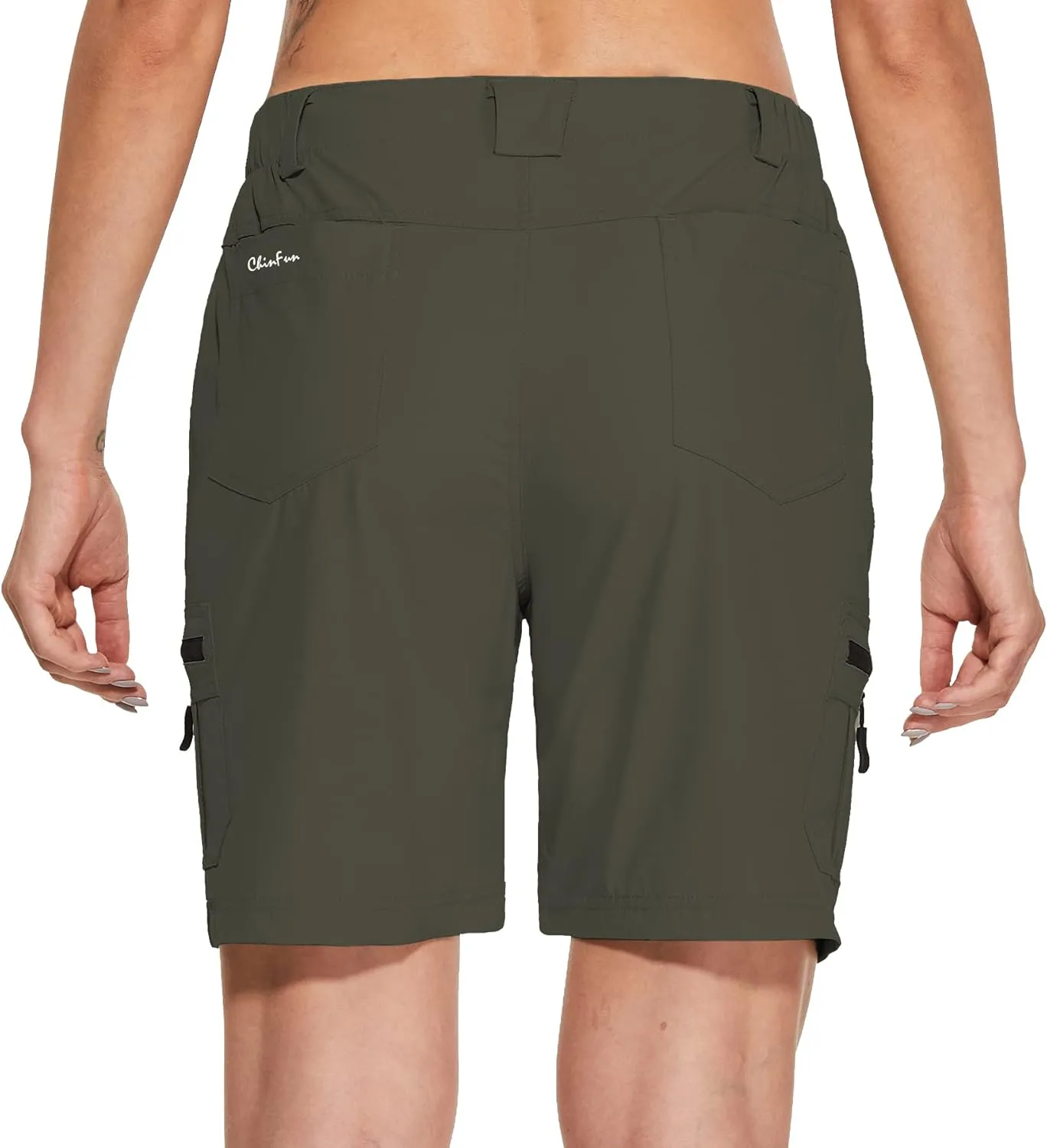 ChinFun Women's Stretch Cargo Shorts Lightweight Hiking Shorts Quick Dry Outdoor Shorts Water Resistant with 6 Pockets