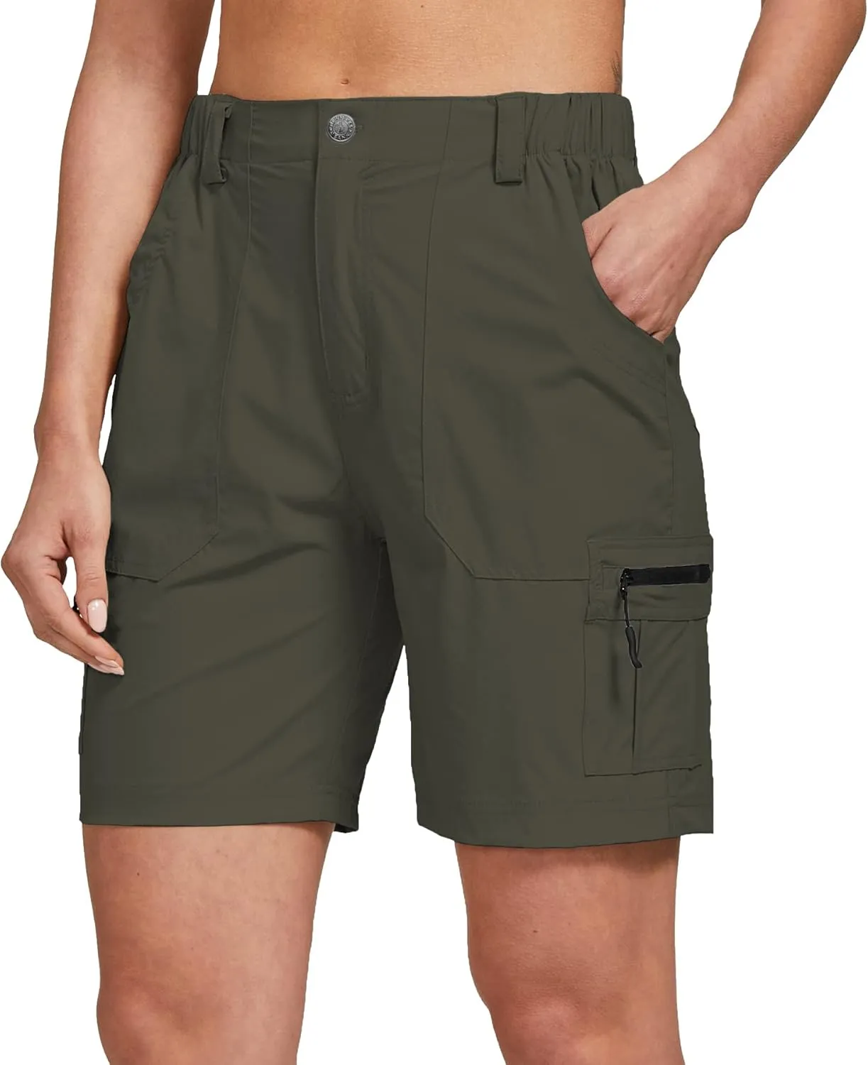 ChinFun Women's Stretch Cargo Shorts Lightweight Hiking Shorts Quick Dry Outdoor Shorts Water Resistant with 6 Pockets
