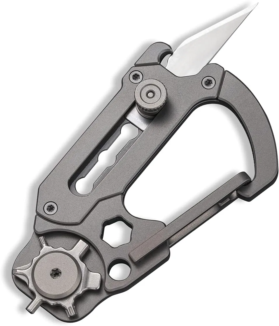 CIVIVI Polymorph Titanium Carabiner Multi-Tool with Utility Blade, Bottle Opener, Screwdriver C20045-1