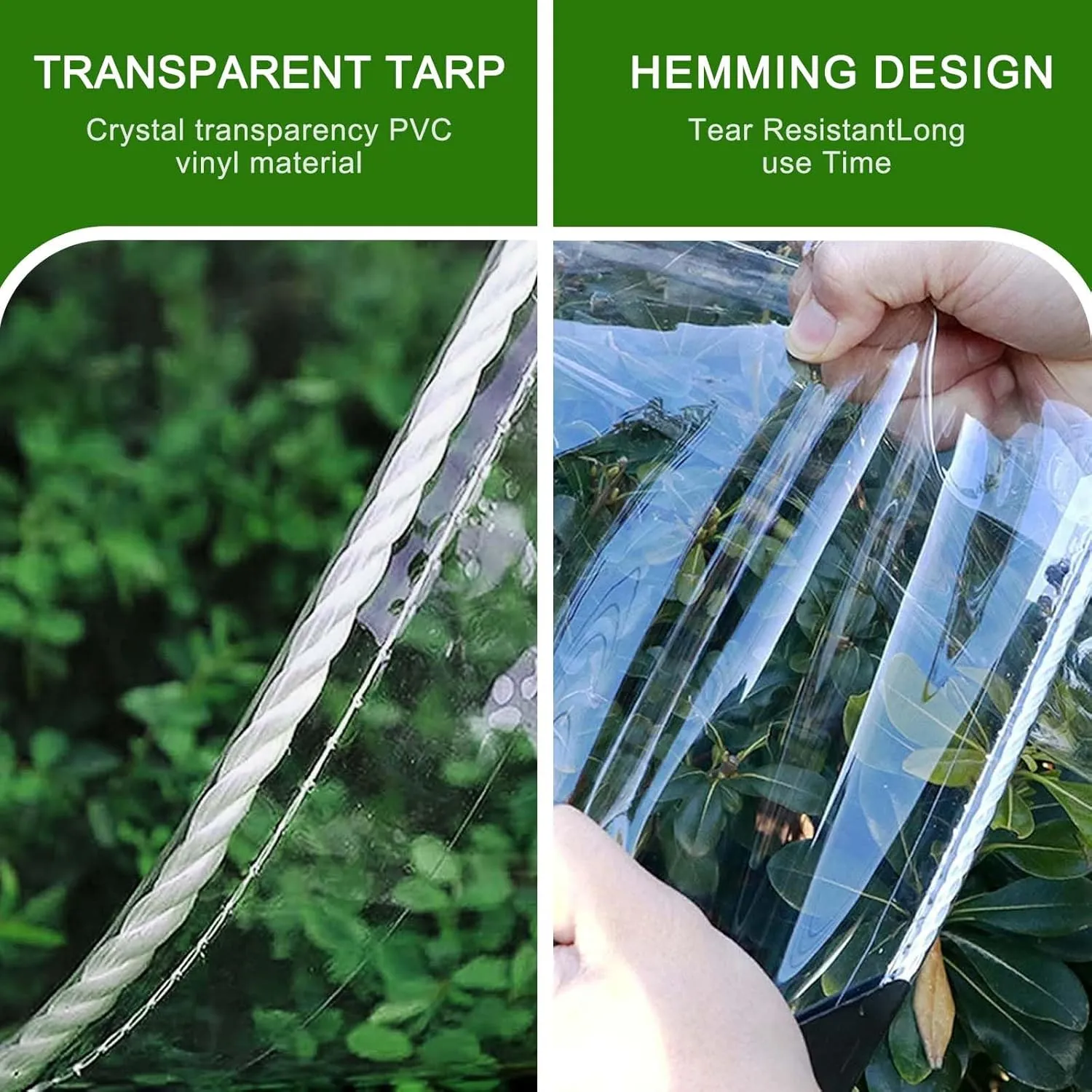 Clear Tarp 6x10ft Clear Tarps Heavy Duty Water Resistant with Reinforced Edge,14Mil Thickened Transparent Tear Resistant Water Resistant PVC Vinyl Tarpaulin Enclosure for Patio, Greenhouse Outdoor