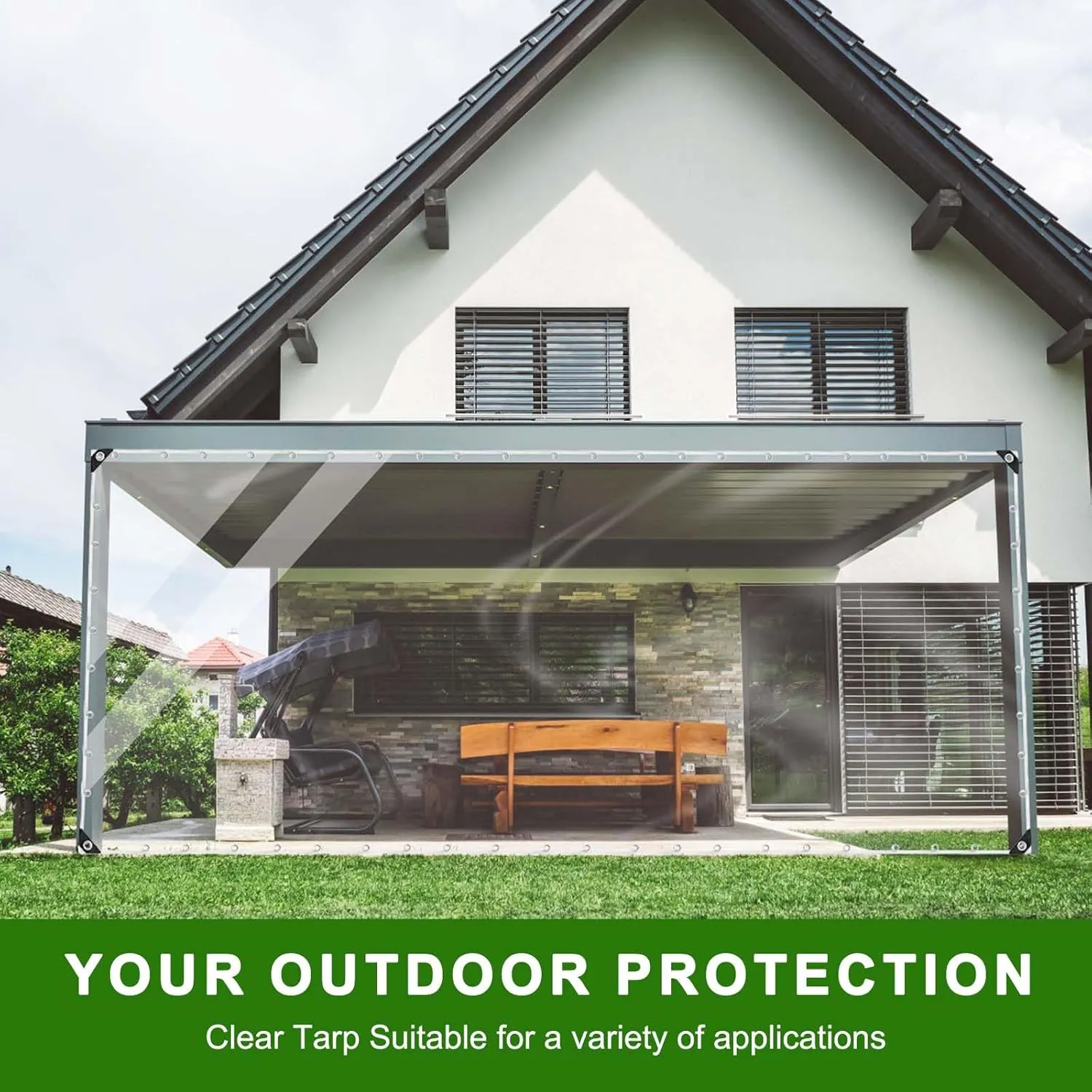 Clear Tarp 6x10ft Clear Tarps Heavy Duty Water Resistant with Reinforced Edge,14Mil Thickened Transparent Tear Resistant Water Resistant PVC Vinyl Tarpaulin Enclosure for Patio, Greenhouse Outdoor