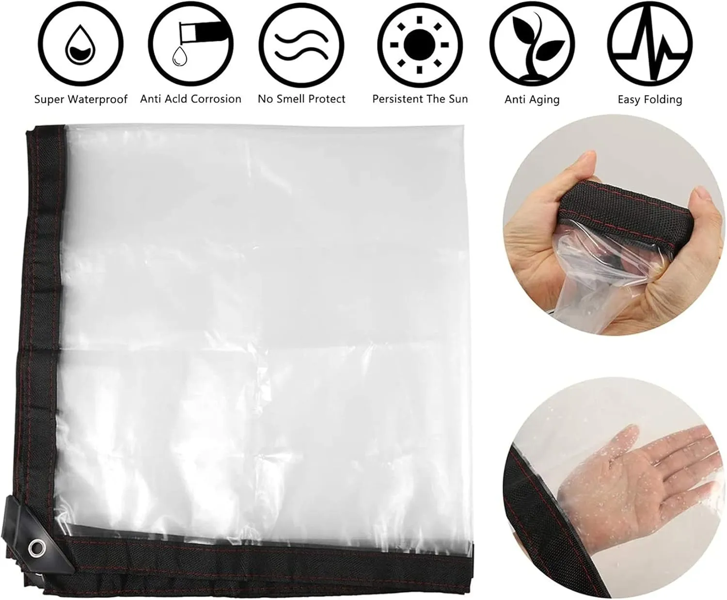 Clear Tarp Heavy Duty Polytethylene, 130g / m² Transparent PE Plastic Cover Anti-Tear Emergency Rain Shelter Tarps Tarpaulin for Outdoor Camping(2.5x4m/8.3x13.2ft)