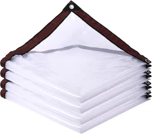 Clear Tarp Waterproof with Grommets,Heavy Duty PVC Vinyl Tarps Cover,Transparent Tarpaulin Large (Small) for Outdoor/Camping/Plant/Garden/Chicken Coop/Cat Litter