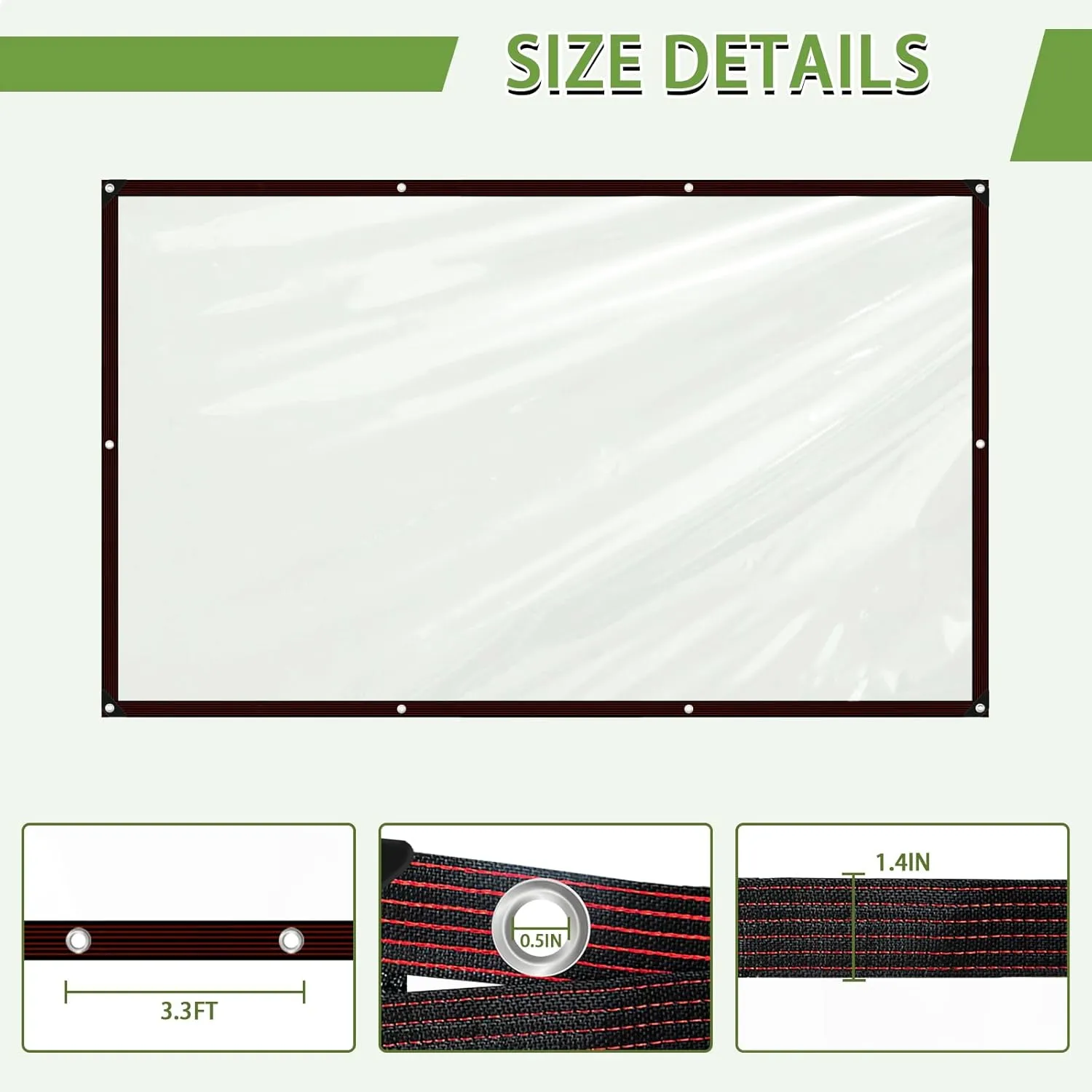 Clear Tarp Waterproof with Grommets,Heavy Duty PVC Vinyl Tarps Cover,Transparent Tarpaulin Large (Small) for Outdoor/Camping/Plant/Garden/Chicken Coop/Cat Litter