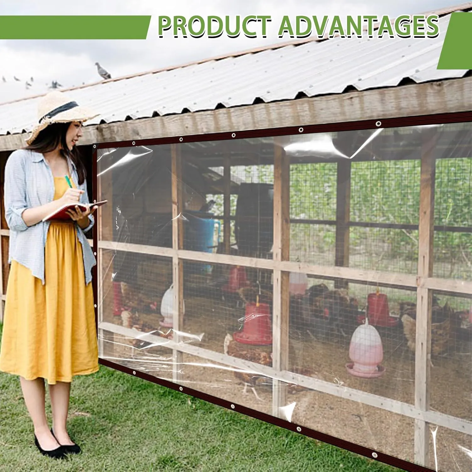 Clear Tarp Waterproof with Grommets,Heavy Duty PVC Vinyl Tarps Cover,Transparent Tarpaulin Large (Small) for Outdoor/Camping/Plant/Garden/Chicken Coop/Cat Litter