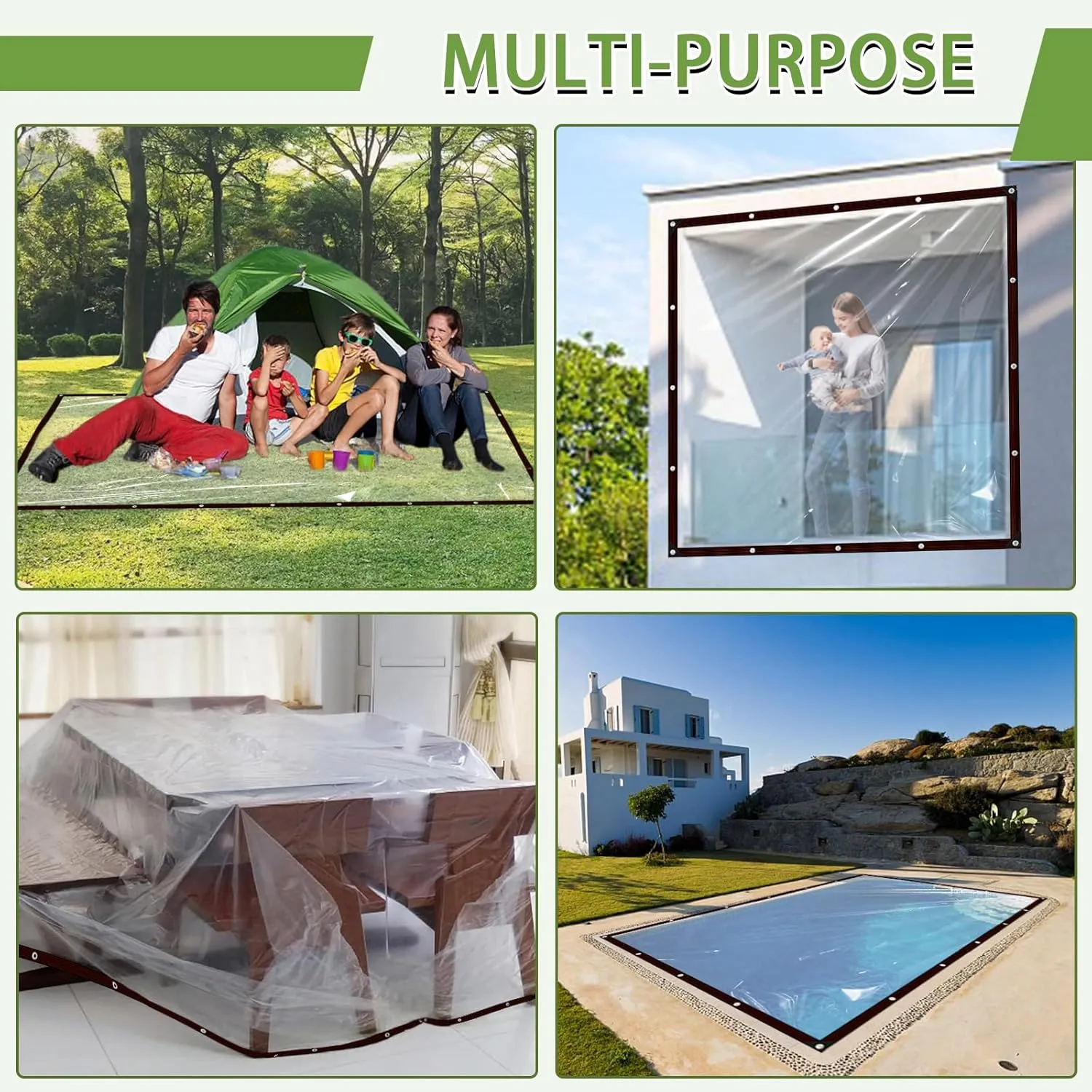 Clear Tarp Waterproof with Grommets,Heavy Duty PVC Vinyl Tarps Cover,Transparent Tarpaulin Large (Small) for Outdoor/Camping/Plant/Garden/Chicken Coop/Cat Litter