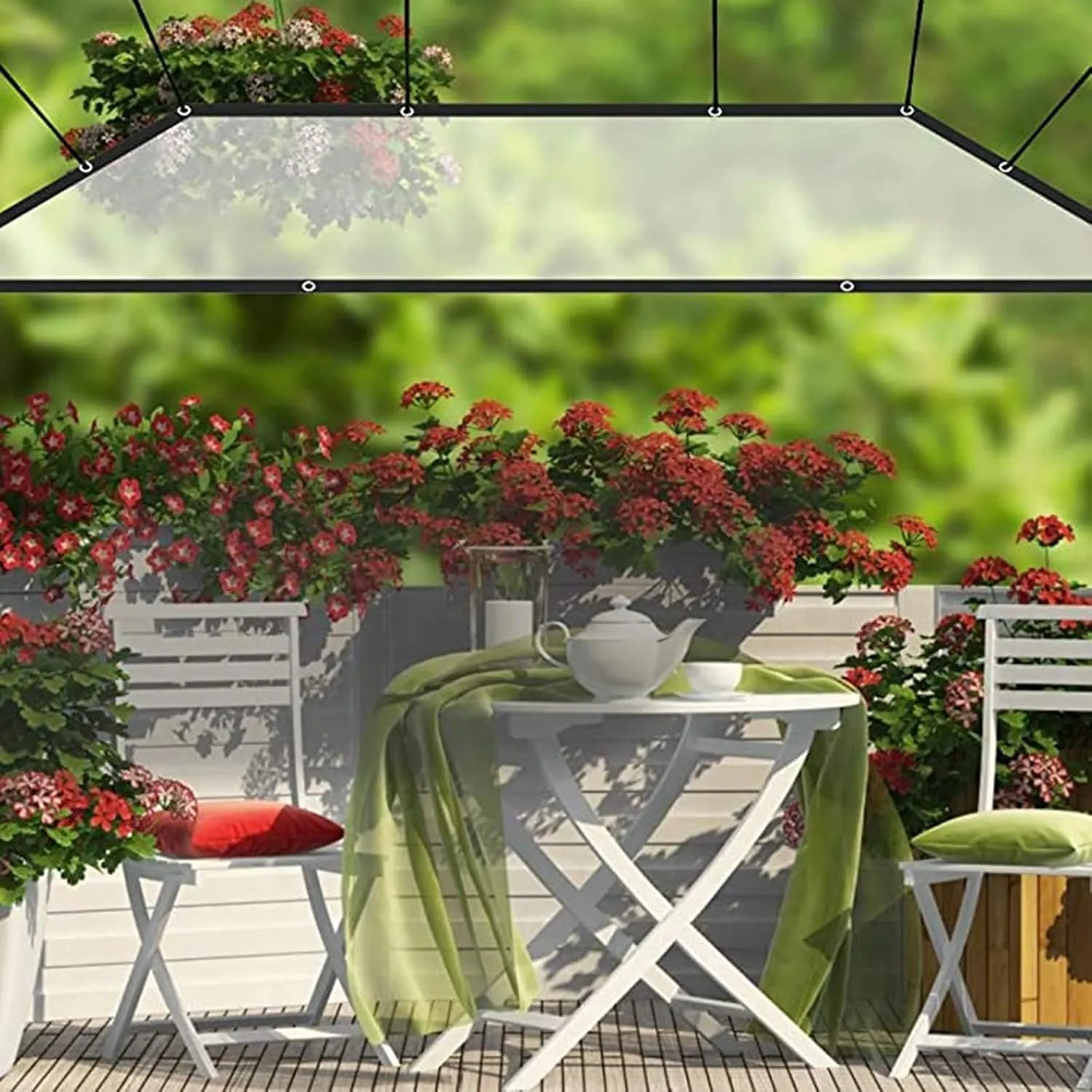 Clear Tarps，0.12mm Waterproof Tarpaulin - 100% UV & Weather Resistant Vinyl Coated PE Tarps - Perfect for Curtains(4x8m)