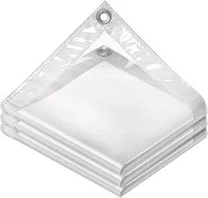Clear Vinyl Enclosure Tarp - 8x10 Ft 12 Mil Heavy Duty Waterproof Vinyl Tarp with Grommets, Outdoor Windproof PVC Clear CurtainTarp for Terrace, Porch, Gazebo