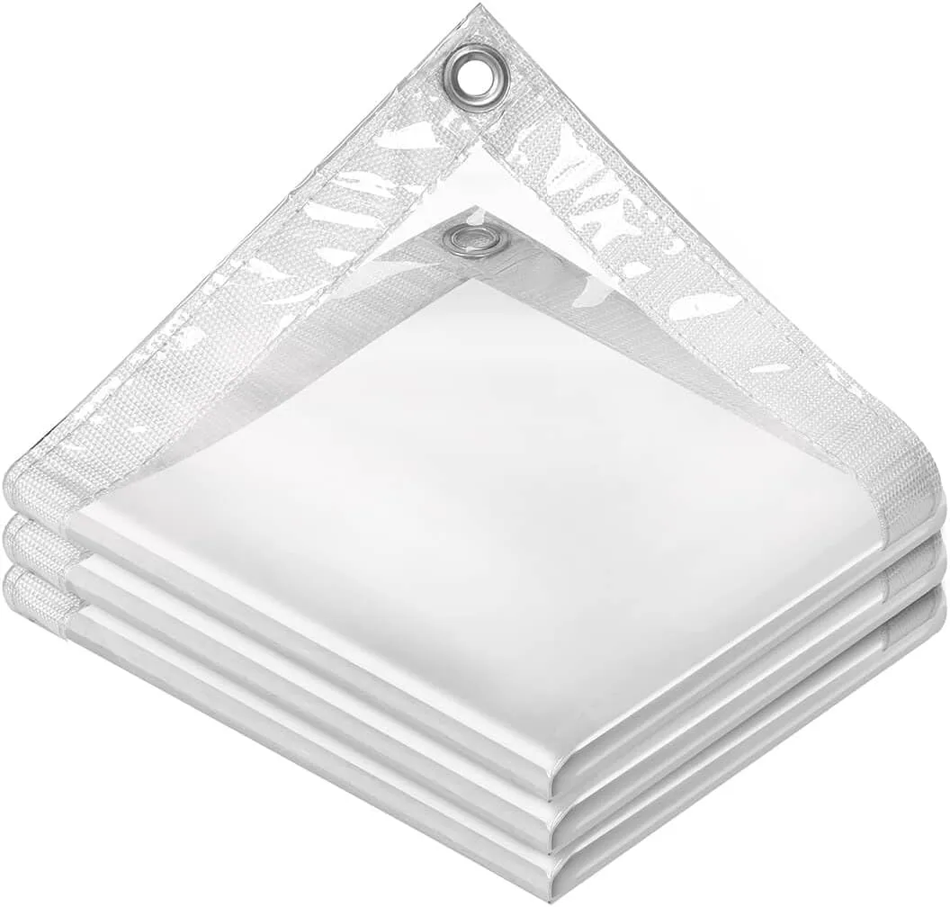 Clear Vinyl Enclosure Tarp - 8x10 Ft 12 Mil Heavy Duty Waterproof Vinyl Tarp with Grommets, Outdoor Windproof PVC Clear CurtainTarp for Terrace, Porch, Gazebo