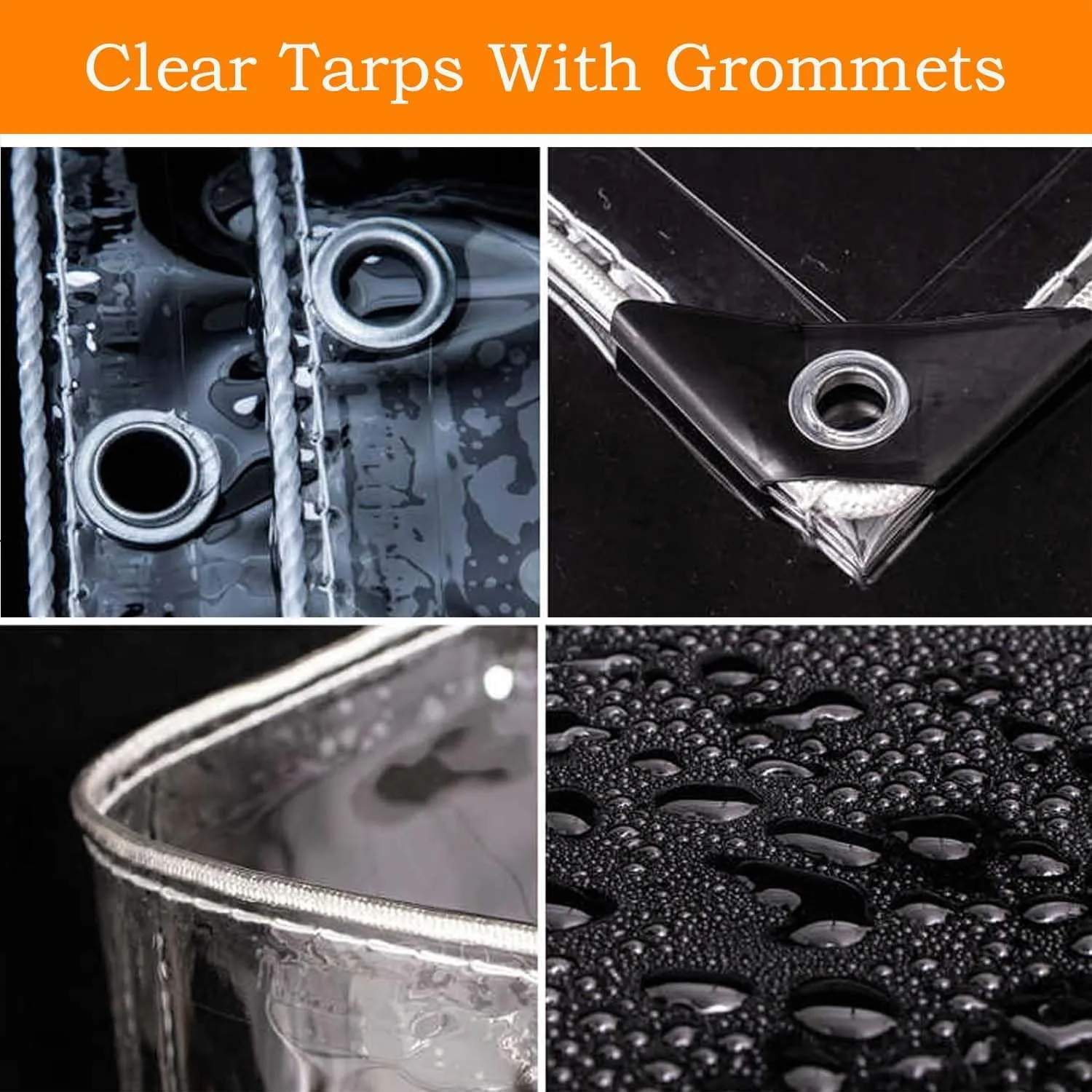 Clear Waterproof Tarp Heavy Duty 3.6x6.6ft, Tarps Clear Heavy Duty Waterproof, Transparent Tarpaulin, Outdoor Cover with Grommets for Patio, Garden & Plants