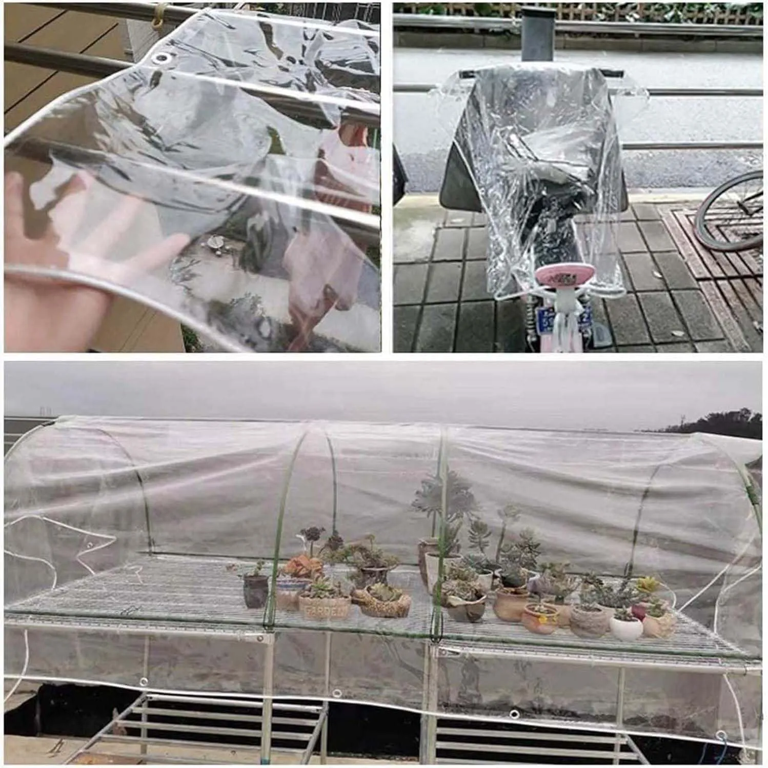 Clear Waterproof Tarp Heavy Duty 3.6x6.6ft, Tarps Clear Heavy Duty Waterproof, Transparent Tarpaulin, Outdoor Cover with Grommets for Patio, Garden & Plants