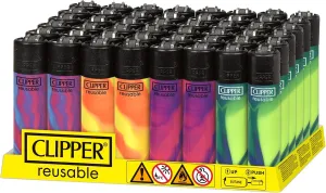 Clipper - Classic Large Reusable Lighter - Iconic Premium Refillable Lighters Bulk Pack - Replace Butane, Flint, and Spark Wheel for Unlimited Lights - 48 Pack - Nebula Mix