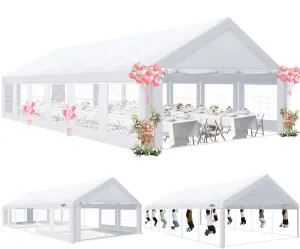 COBIZI Party Tents 20x40 Heavy Duty Waterproof, Tents for Parties with 8 Removable Sidewalls & 4 Built-in Sandbag, Outdoor Wedding Large Tent, UV 50 , White