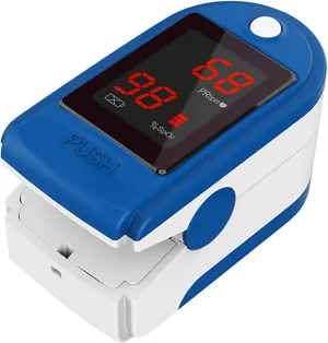 Concord Basics Fingertip Pulse Oximeter - Blood Oxygen Saturation Monitor with Carrying Case, Batteries, Silicone Cover & Lanyard - Easy to Use, Accurate SpO2 & Pulse Measurement (Blue)