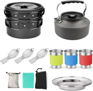Cookware Set CamCookware Set Outdoor Cooking Equipment for CamHiking and Picnics for 2-3 People All in Compact Camp Cooking Set