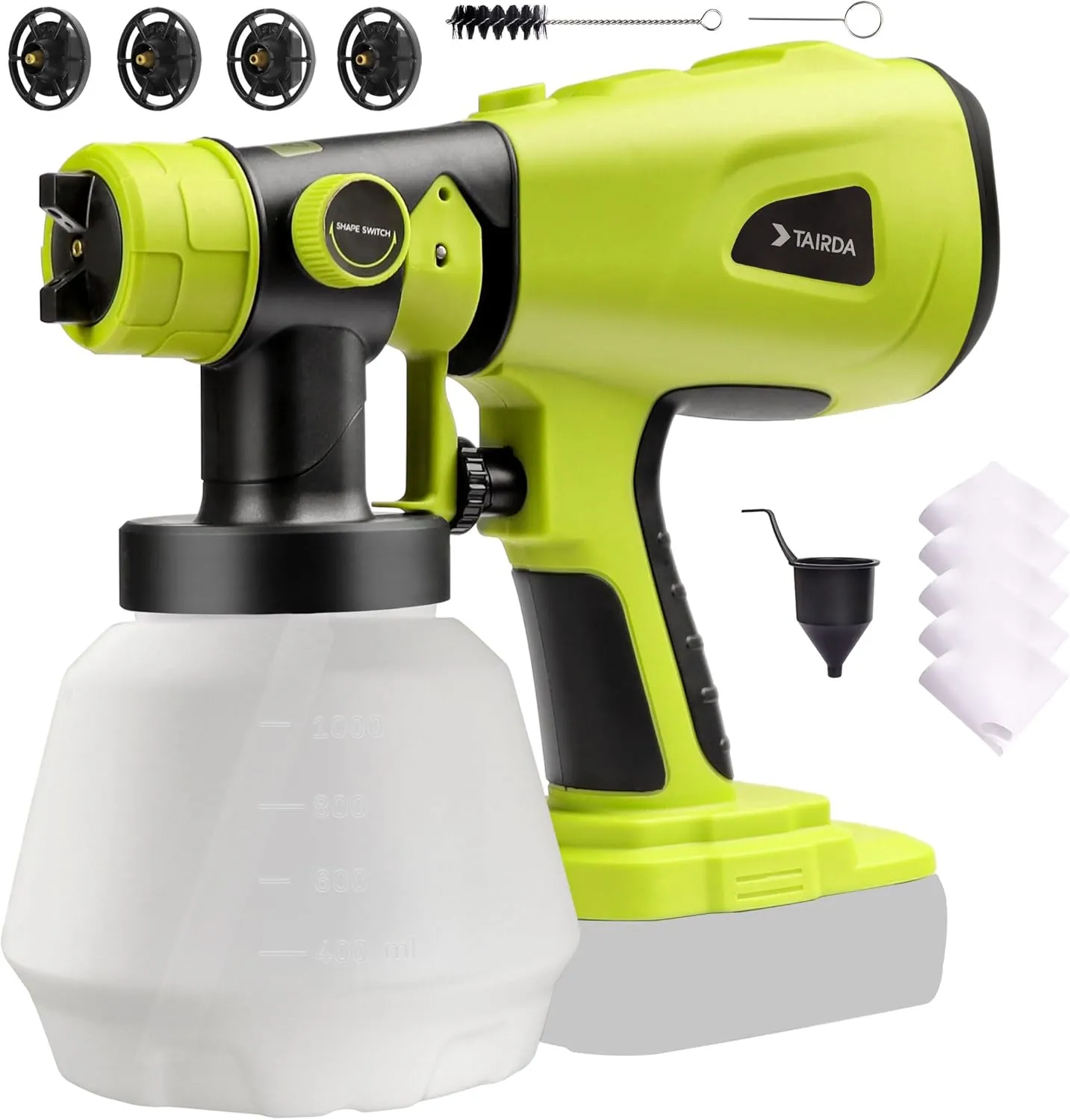 Cordless Paint Sprayer Compatible for Ryobi 18v Battery (NO Battery), HVLP Electric Handheld Paint Sprayers with 1000ML Container, for House Furniture, Fence, Cabinets, Walls (Bare Tool)