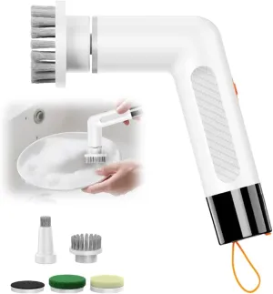 Cordless Power Pony Scrubber, 2025 New Multifunctional Cleaning Brush, Portable Bathroom Cleaning Tool, Detachable Brush Heads for Kitchen, Rechargeable Cleaning Device for Home (White)