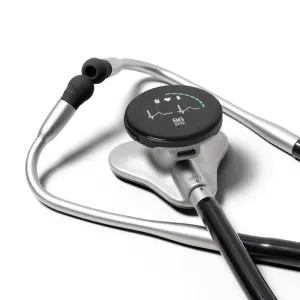 CORE 500™ Digital Stethoscope — 40x Amplification, Active Noise Cancellation, 3-Lead ECG, FDA-Cleared AI with Eko , Full-Color Display, Reimbursement Eligible — Silver, COR501