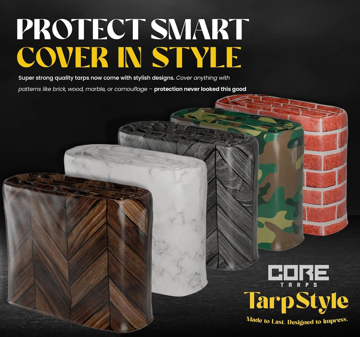 Core Tarps Extreme Heavy Duty 20 Mil Tarp Cover, Waterproof, UV Resistant, Rip and Tear Proof, Poly Tarpaulin with Reinforced Edges for Roof, Camping, Patio, Pool, Boat (Marble/White 12′ X 25′)