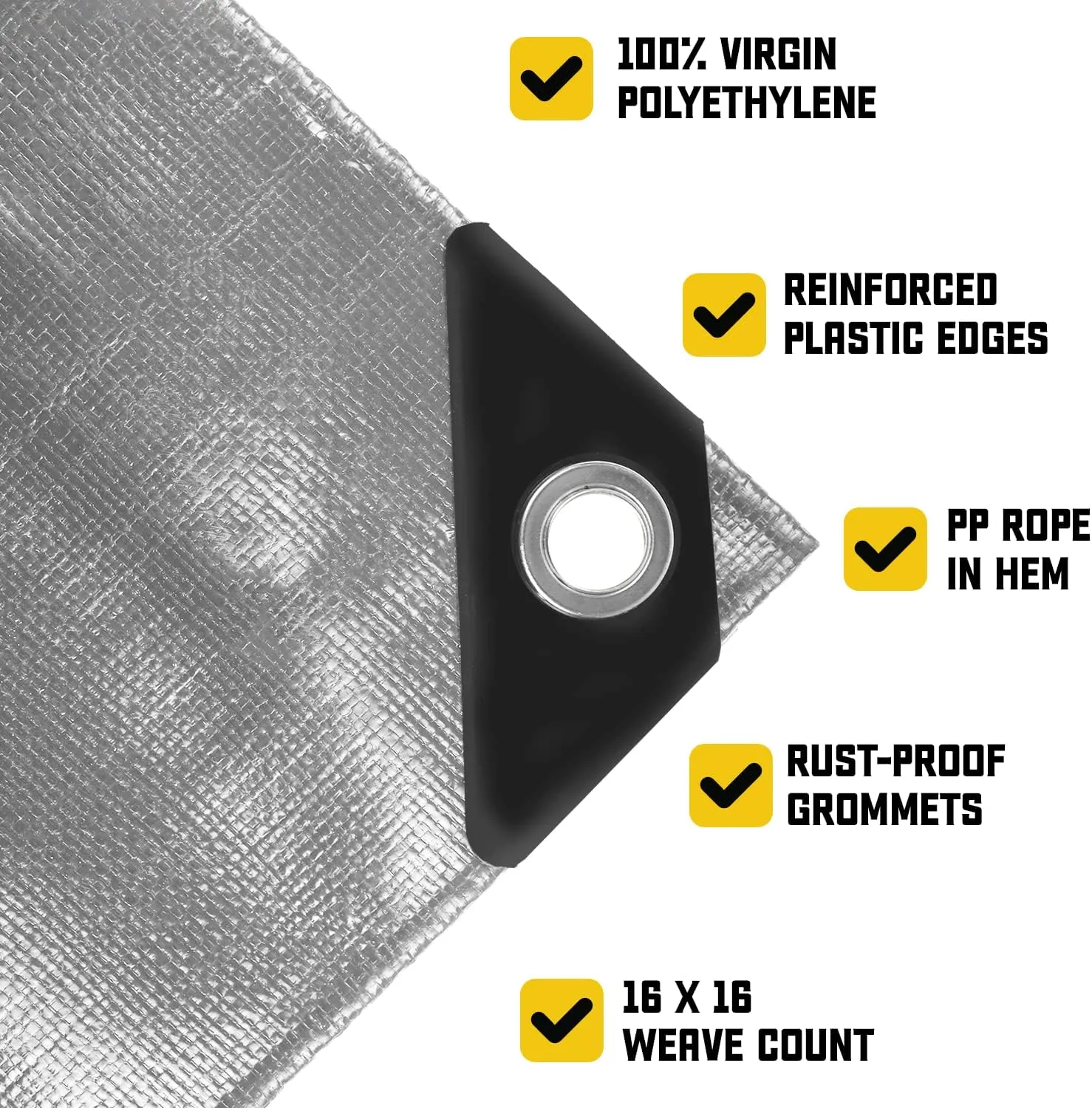 Core Tarps Extreme Heavy Duty 20 Mil Tarp Cover, Waterproof, UV Resistant, Rip and Tear Proof, Poly Tarpaulin with Reinforced Edges for Roof, Camping, Patio, Pool, Boat (Silver/Black 9′ X 12′)