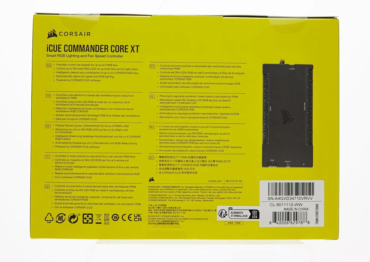 CORSAIR iCUE COMMANDER CORE XT, Digital Fan Speed and RGB Lighting Controller