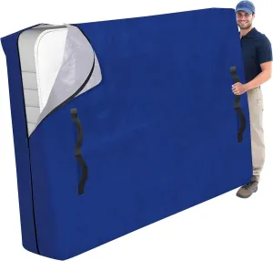 Cosy Family Mattress Bags for Moving with 8 Handles - 170GSM Extra-Thick Mattress Bag for Moving Supplies - Reusable Mattress Cover Protector Storage with Zipper, Blue, Full