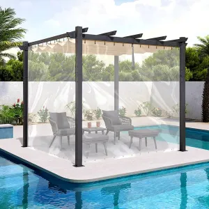 Covers & all Outdoor Clear Tarp Curtain, 18oz Clear Outdoor Curtains For Patio, Waterproof & Tear Proof Transparent PVC Vinyl Tarp with Rustrpoof Grommets for Porch, Gazebos, Balcony (4'H x 10'W feet)