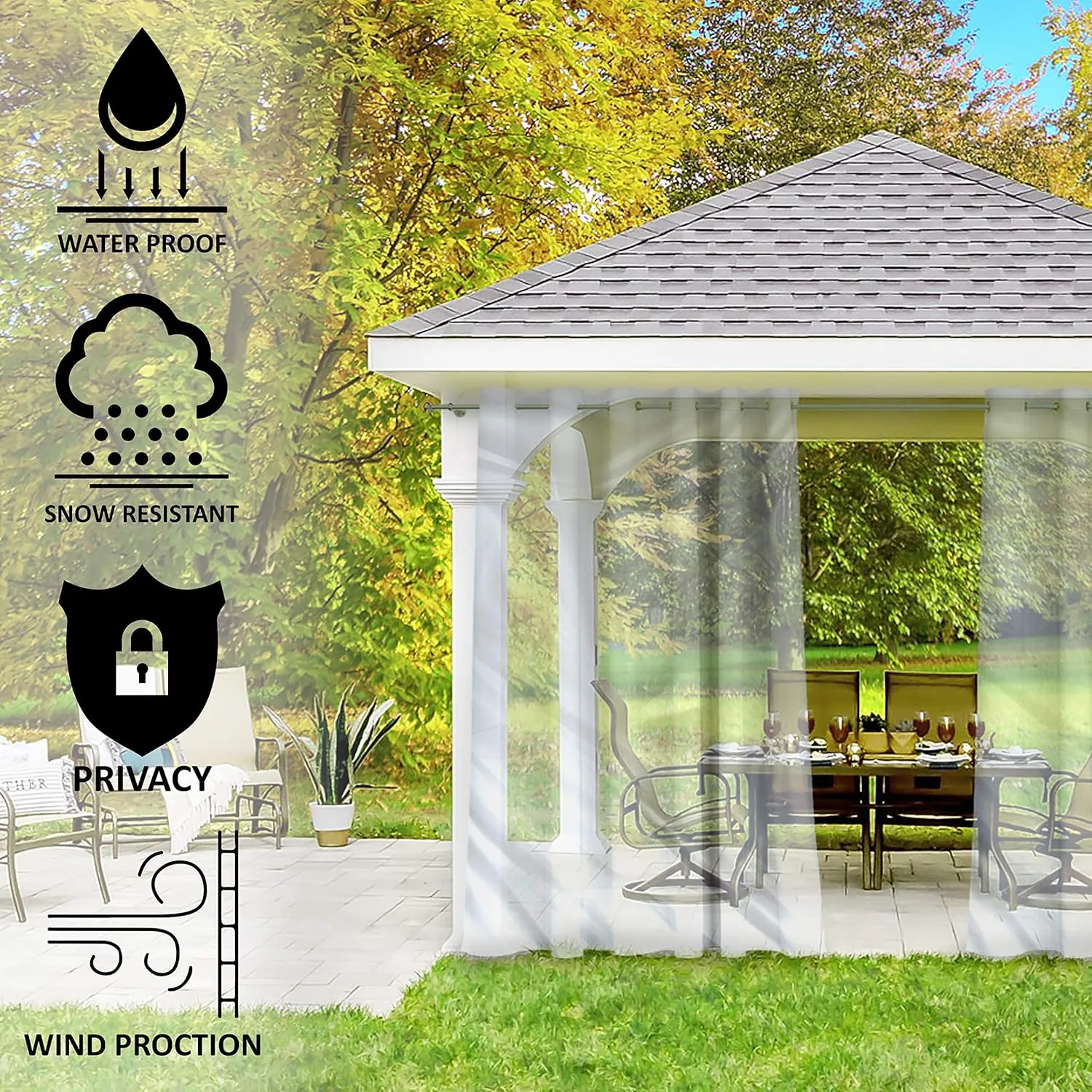 Covers & all Outdoor Clear Tarp Curtain, 18oz Clear Outdoor Curtains For Patio, Waterproof & Tear Proof Transparent PVC Vinyl Tarp with Rustrpoof Grommets for Porch, Gazebos, Balcony (4'H x 10'W feet)