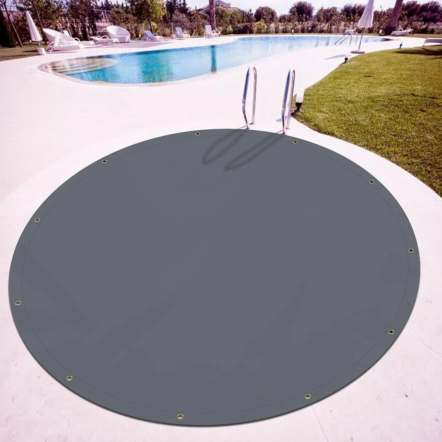Covers & all Round Tarps, 12 Oz Made of Waterproof Tear and UV-Resistant Fabric, Multipurpose for Pool Patio Garden Equipment Sports Fields (7 Feet, Gray)