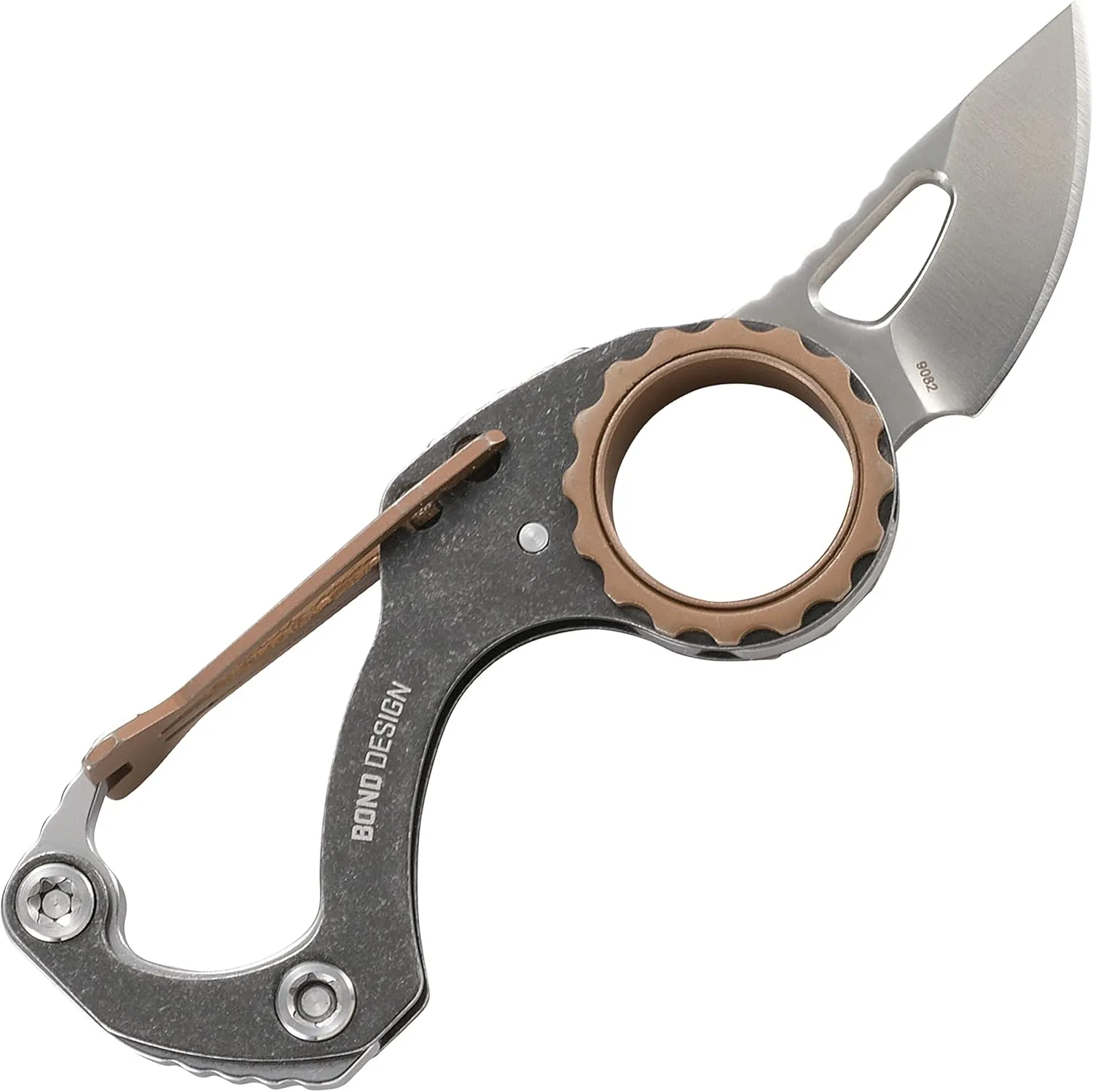 CRKT Compano EDC Pocket Knife: Compact Everyday Carry, Slip Joint, Black Stonewash Satin Blade , Stainless Steel Handle with Bronze Accents, Carabiner 9082