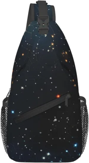 Cross Chest Bag Diagonally for Men and Women - Lightweight and Durable with High Storage Capacity constellation star clusters galaxies Printing, Black, One Size