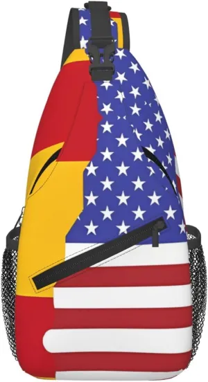 Cross Chest Bag Diagonally - Quality, Durable, and Spacious Shoulder Bag for Men and Women American Spain Flag Prints