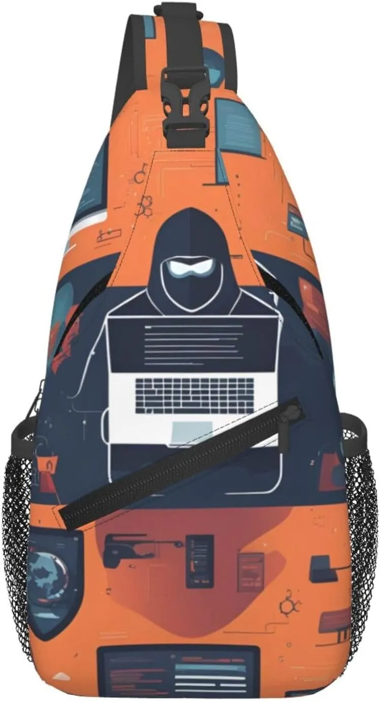 Cross Chest Bag Diagonally - Quality, Durable, and Spacious Shoulder Bag for Men and Women Hacker Attack Pattern